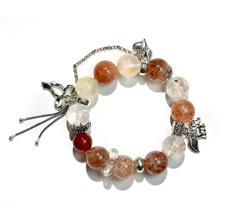 Natural Black Gold Crystal Bracelet with Crystal Healing Energy Red Yellow Gel Elegant Multi-Gemstone String