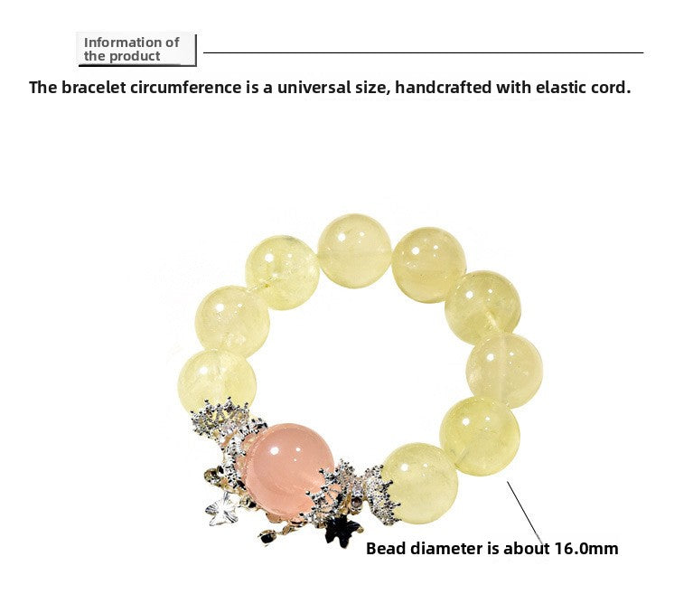Yellow Citrine Beads Combined with Pink Quartz Bracelet