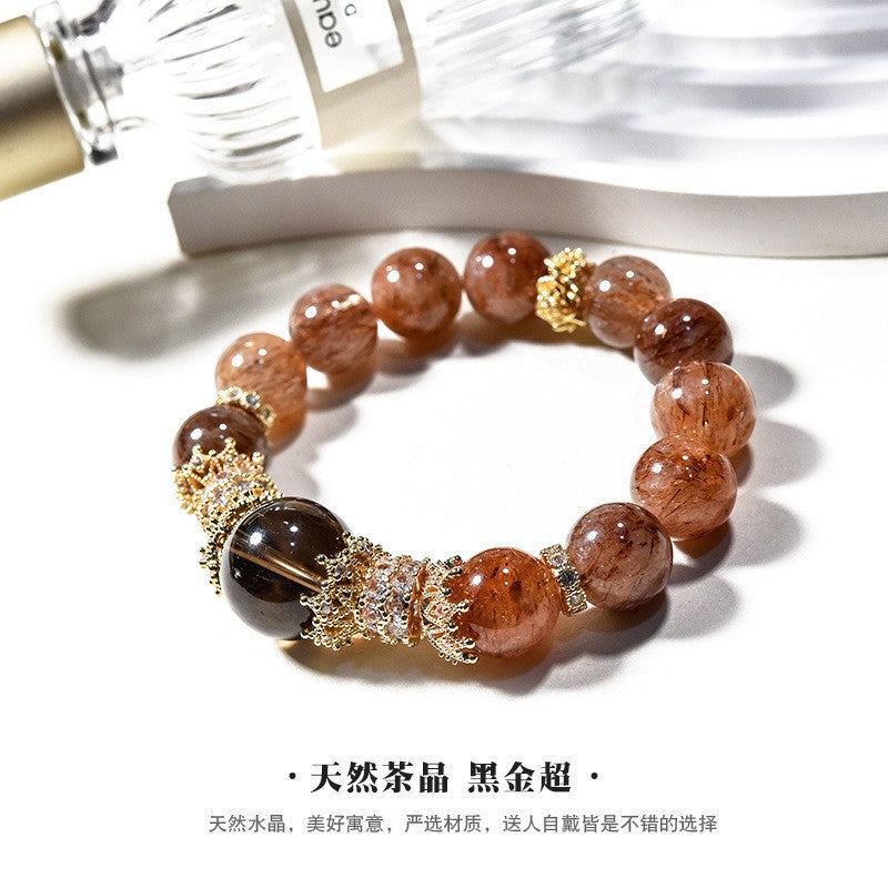 Black Gold Brown Crystal Wristband New Arrival Natural White Crystal Hand String