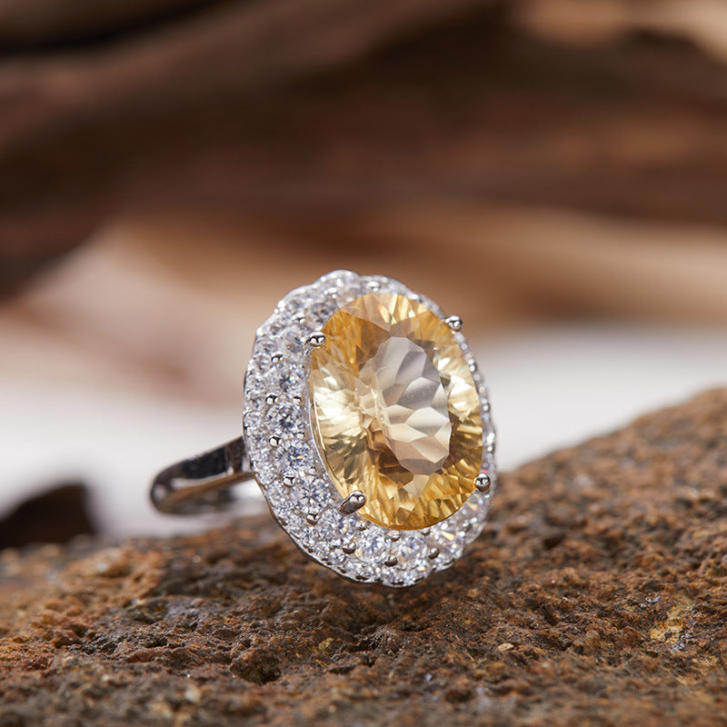 18K Gold S925 Sterling Silver White Purple Yellow Crystal Natural Gemstone Ring Sophisticated Luxury