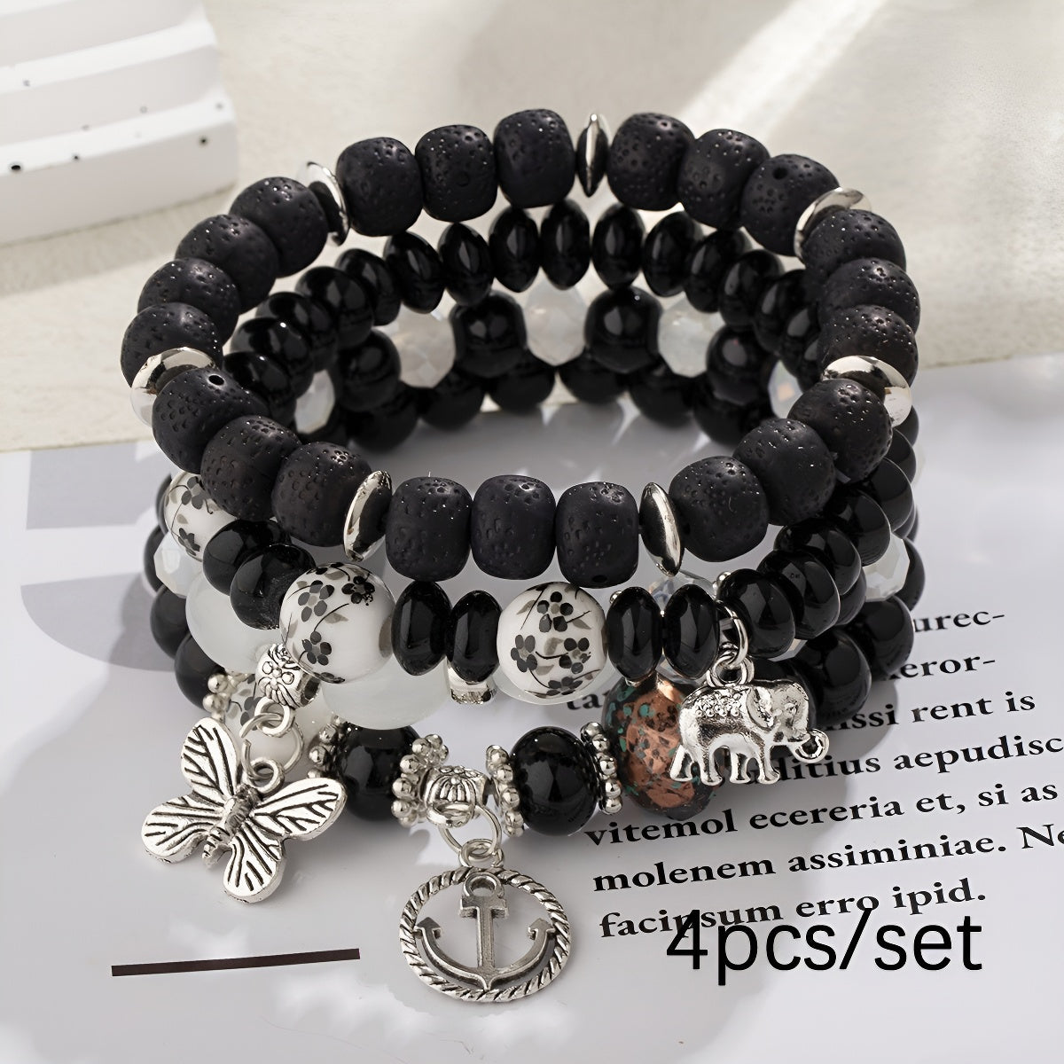 Hot-Selling New Arrival Bohemian Butterfly Boat Anchor Elephant Pendant Multilayer Fashion Beaded Bracelet