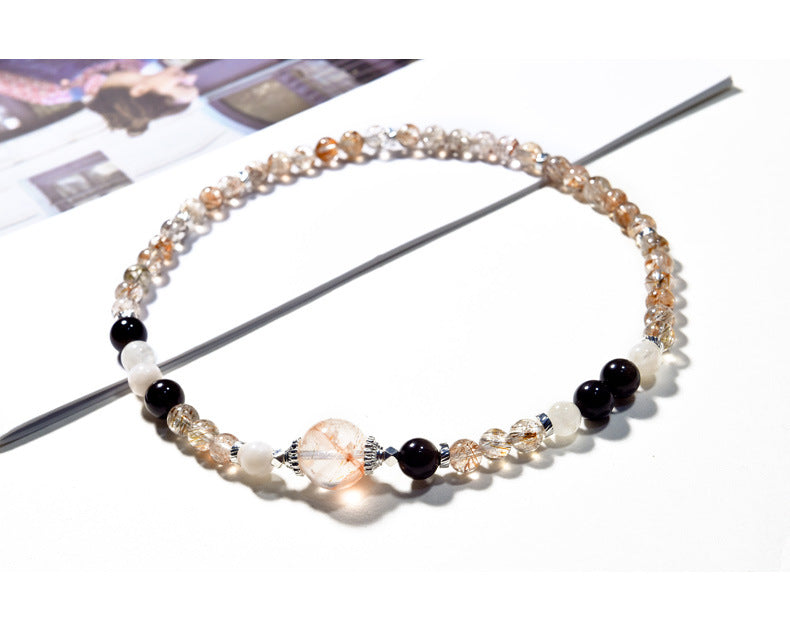 Natural Black Gold Super Crystal Multi-Loop Fashion High-Grade Rutilated Quartz Bracelet