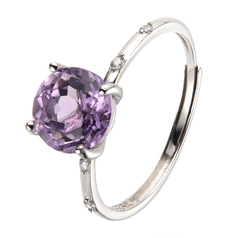 S925 Sterling Silver Natural Citrine Amethyst Topaz Color Gemstone Ring