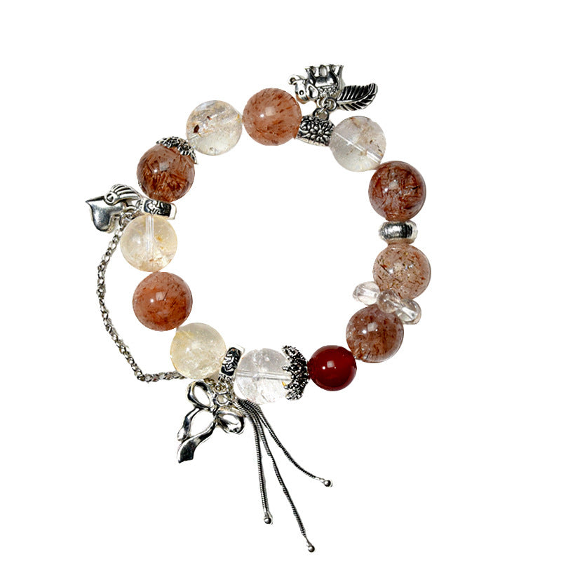 Natural Black Gold Crystal Bracelet with Crystal Healing Energy Red Yellow Gel Elegant Multi-Gemstone String