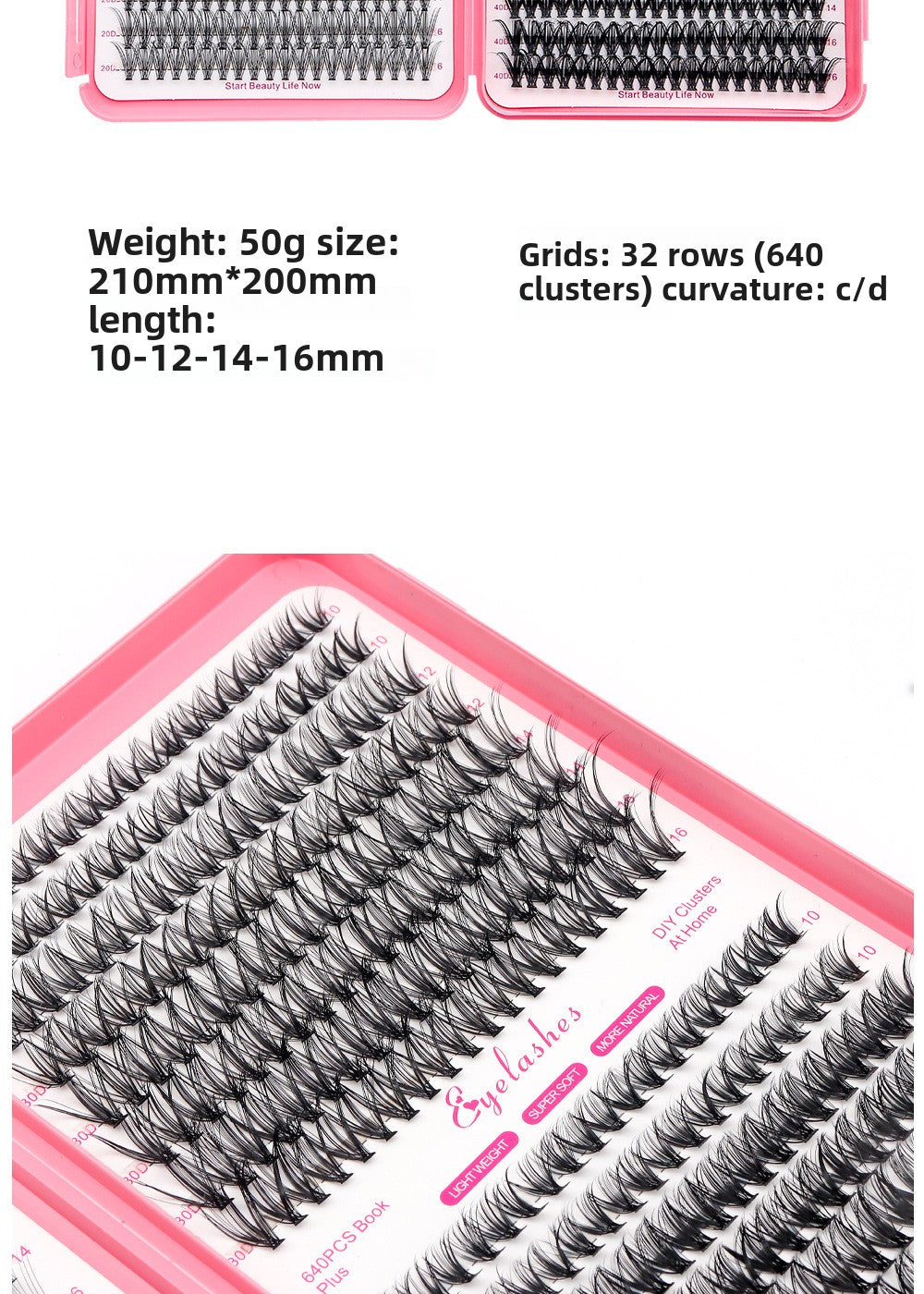30D/40D False Eyelashes 32 Rows Eyelash Book D Curved Grafting Individual Mixed