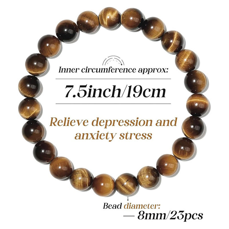 8mm Natural Tiger-Eye Bracelet Handmade Crystal Stone Bracelet Couple Bracelet