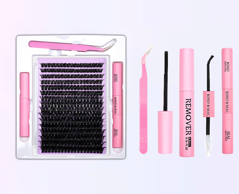 320 Clusters 16 Rows DIY False Eyelashes 4-Piece Set Glue Remover Tweezers 50 P60p80p100p Individual False Eyelash