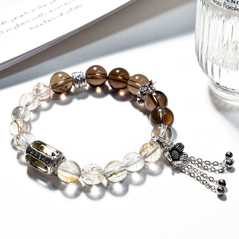 Black Gold Brown Crystal Wristband New Arrival Natural White Crystal Hand String