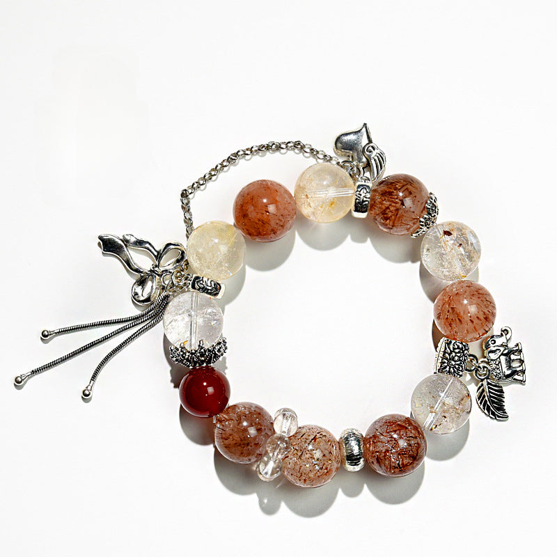 Natural Black Gold Crystal Bracelet with Crystal Healing Energy Red Yellow Gel Elegant Multi-Gemstone String