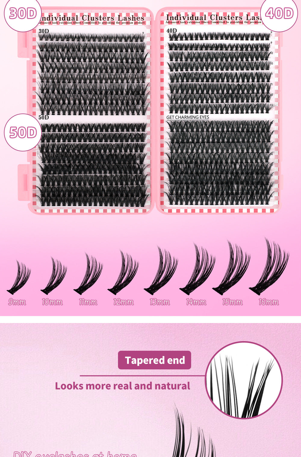 30D4050D Mixed 3D Hot Melt Cluster Lashes Large Volume 640-Piece Eyelash Book