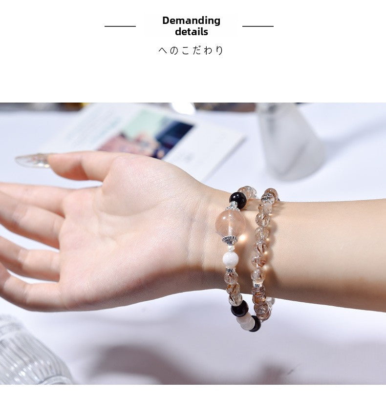 Natural Black Gold Super Crystal Multi-Loop Fashion High-Grade Rutilated Quartz Bracelet