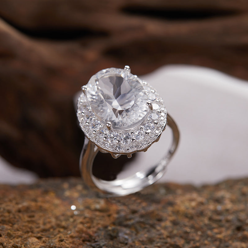 18K Gold S925 Sterling Silver White Purple Yellow Crystal Natural Gemstone Ring Sophisticated Luxury