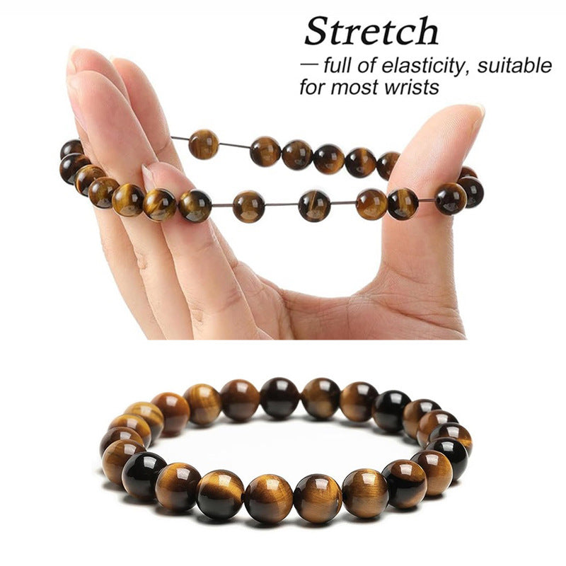 8mm Natural Tiger-Eye Bracelet Handmade Crystal Stone Bracelet Couple Bracelet