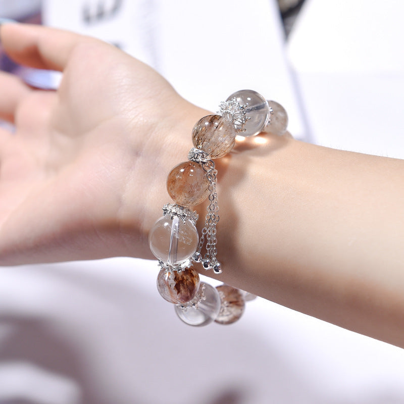 Black Gold Brown Crystal Wristband New Arrival Natural White Crystal Hand String