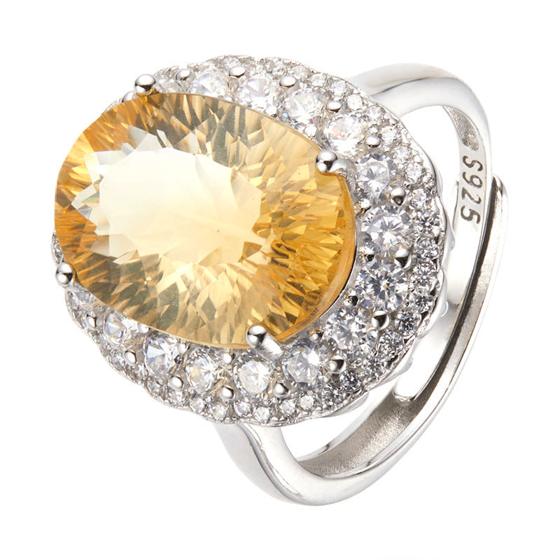 18K Gold S925 Sterling Silver White Purple Yellow Crystal Natural Gemstone Ring Sophisticated Luxury