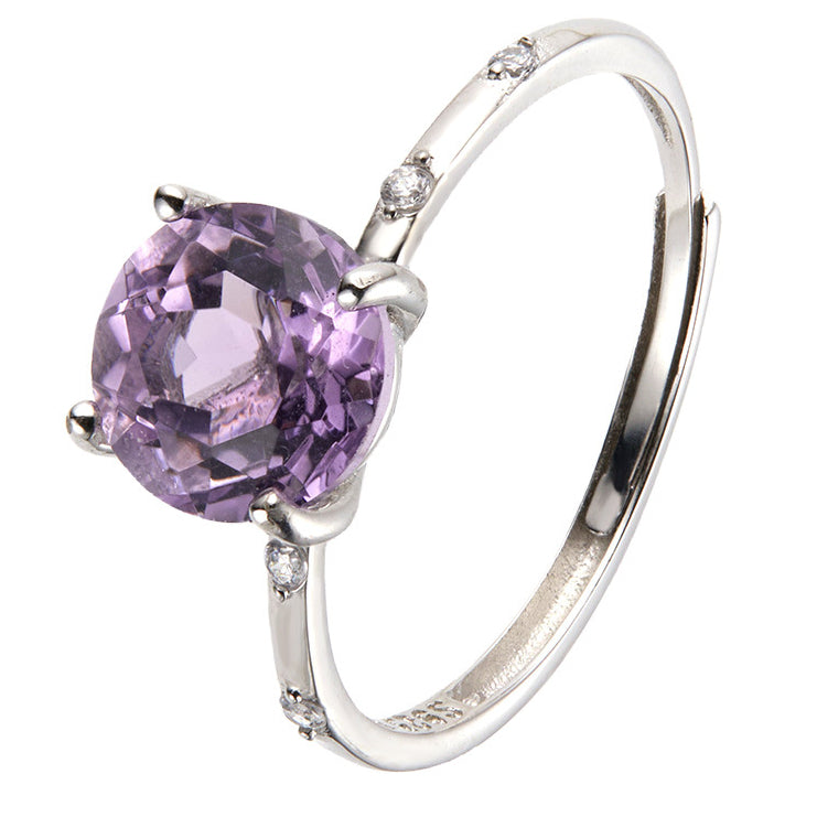 S925 Sterling Silver Natural Yellow Crystal Amethyst Topaz Colorful Gemstone Ring for Women