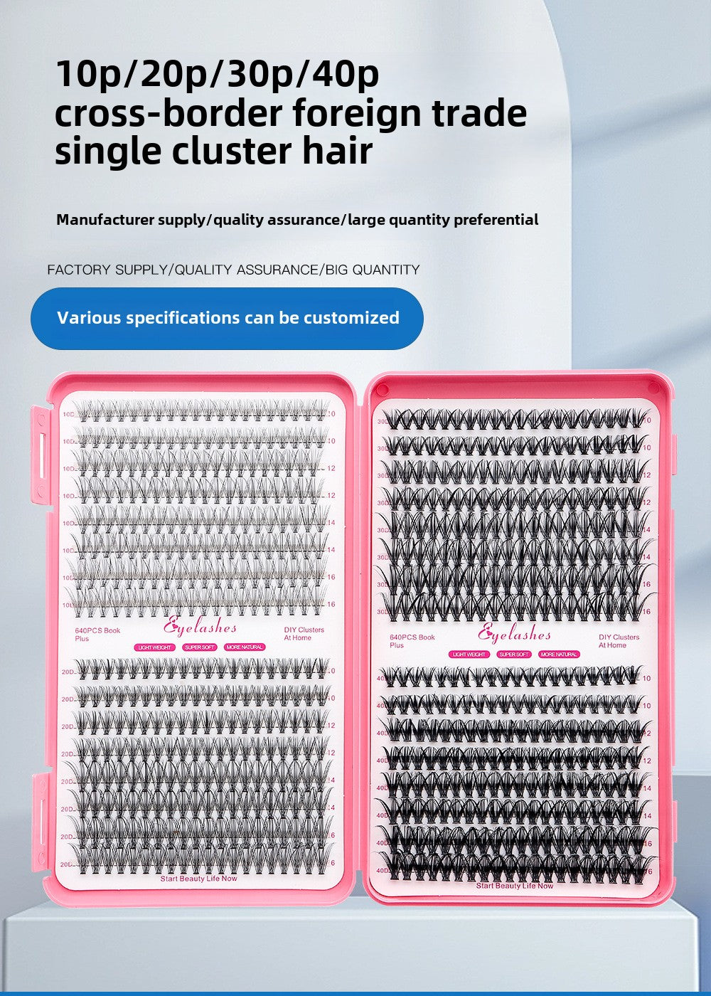 30D/40D False Eyelashes 32 Rows Eyelash Book D Curved Grafting Individual Mixed