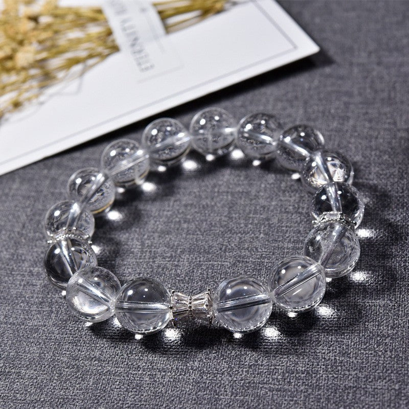 Natural White Crystal Bracelet Aquamarine Top Bead Bracelet