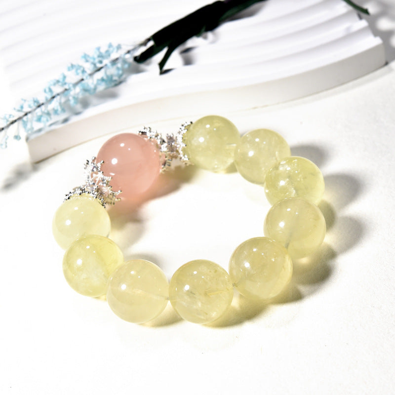 Yellow Citrine Beads Combined with Pink Quartz Bracelet