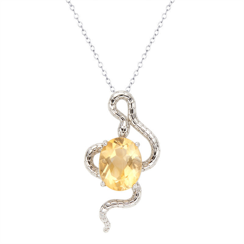 Natural Colorful Topaz Amethyst Pendant Necklace S925 Sterling Silver Inlay