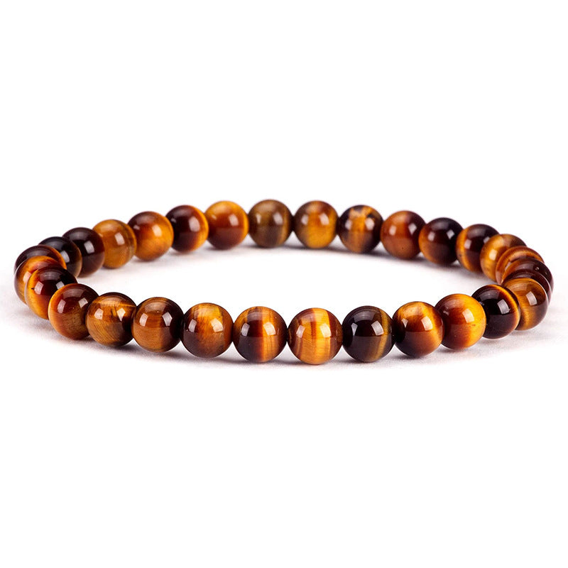 6mm Natural Crystal Stone Beaded Bracelet Elastic String Tigereye Agate Bracelet Female Accessories