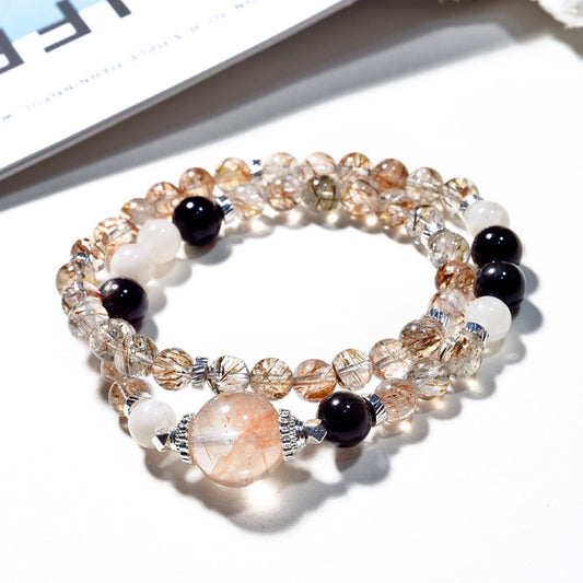 Natural Black Gold Super Crystal Multi-Loop Fashion High-Grade Rutilated Quartz Bracelet