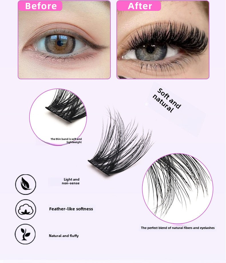 3D Traceless False Eyelashes 5-Piece Set Soft 8D Mink-like Glue Remover Tweezer Set