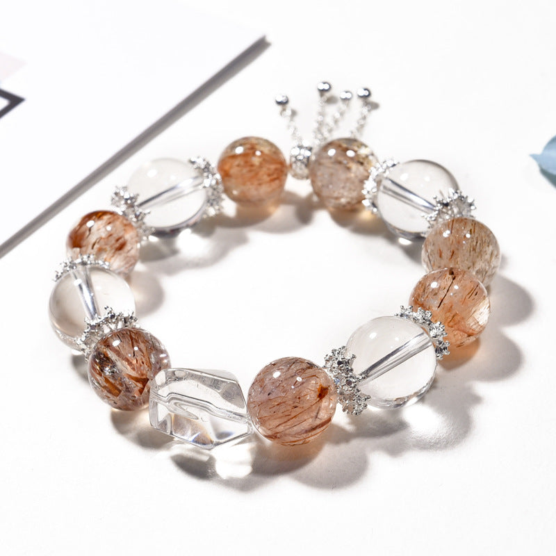 Black Gold Brown Crystal Wristband New Arrival Natural White Crystal Hand String