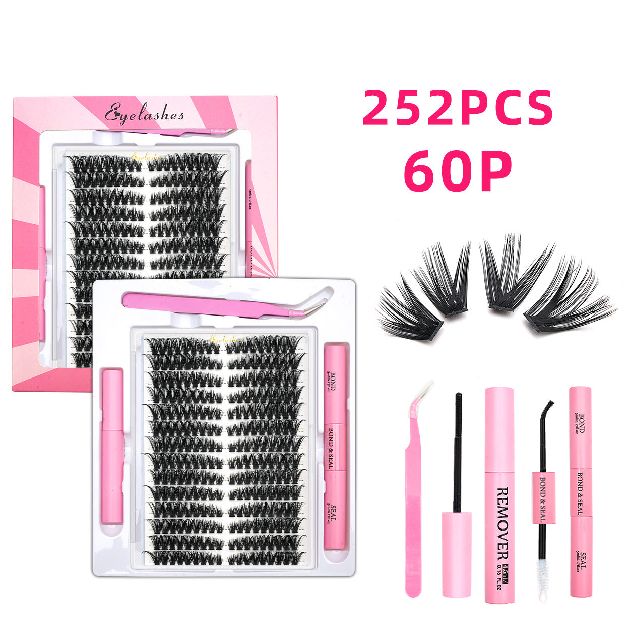 Upgraded 40P 60D 80D 100P Cross-Border False Eyelashes 14 Rows Glue Suit Curling Individual False Eyelash Thick