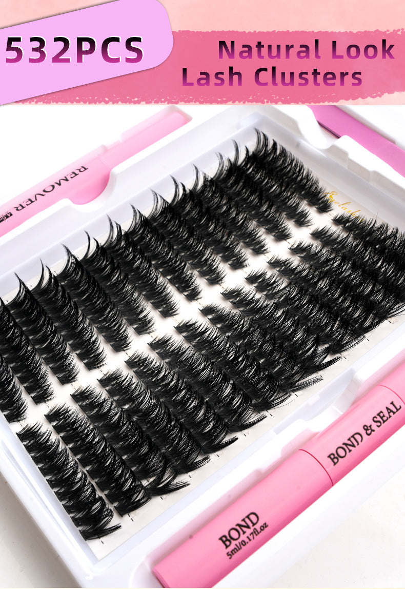 Upgraded 40P 60D 80D 100P Cross-Border False Eyelashes 14 Rows Glue Suit Curling Individual False Eyelash Thick