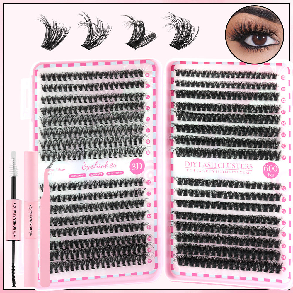 DIY 1000 pcs Big Capacity Eyelash Book Single Cluster Natural D Type False Eyelashes 20D30D40D50D