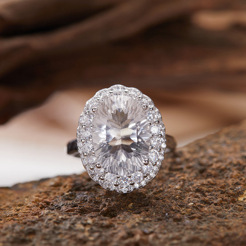 18K Gold S925 Sterling Silver White Purple Yellow Crystal Natural Gemstone Ring Sophisticated Luxury