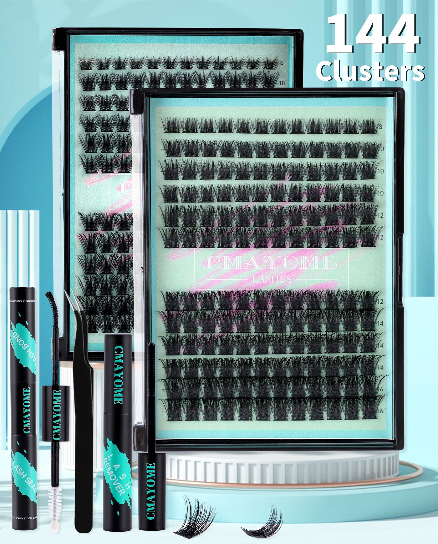 144 Clusters Single DIY  8-16mm Natural Curly False Eyelashes