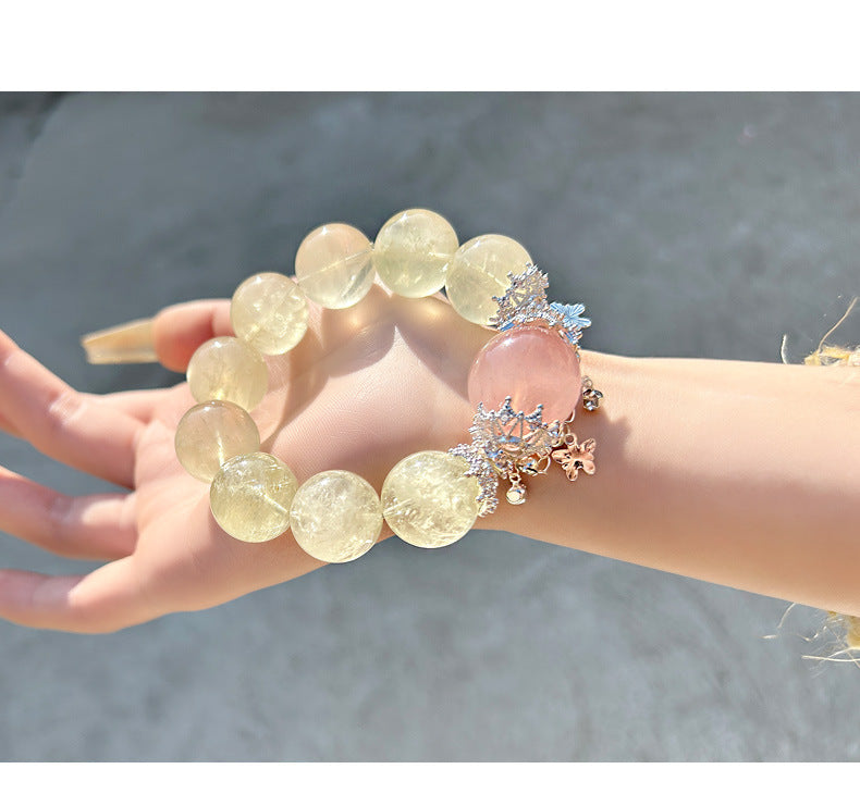 Yellow Citrine Beads Combined with Pink Quartz Bracelet