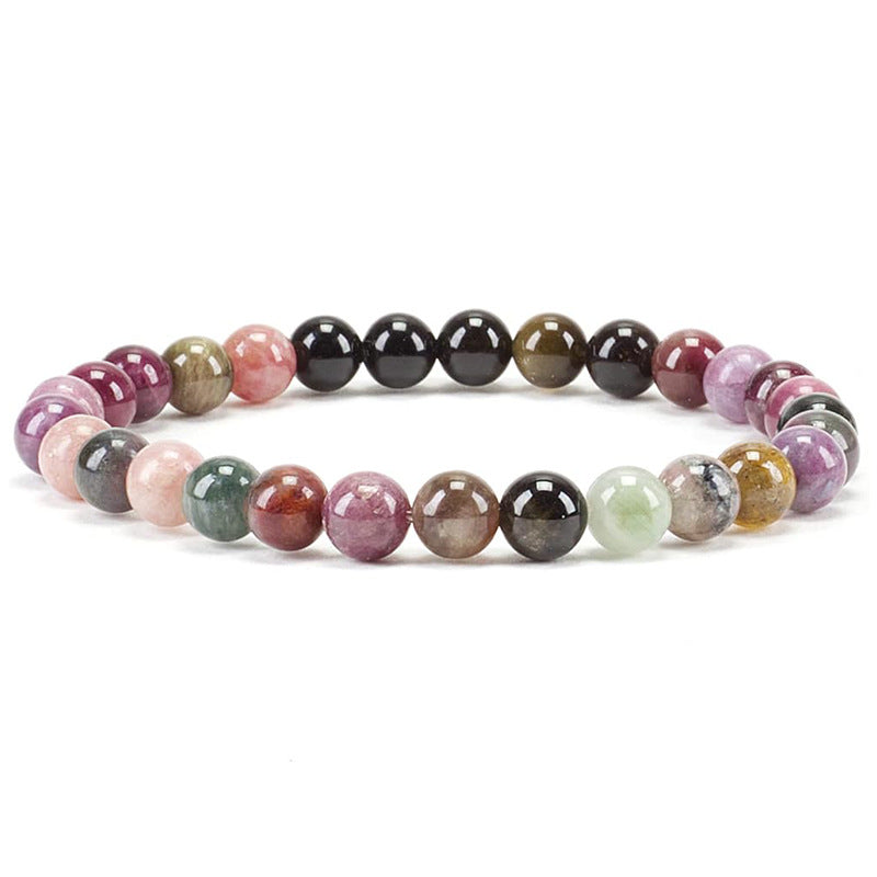 6mm Natural Crystal Stone Beaded Bracelet Elastic String Tigereye Agate Bracelet Female Accessories