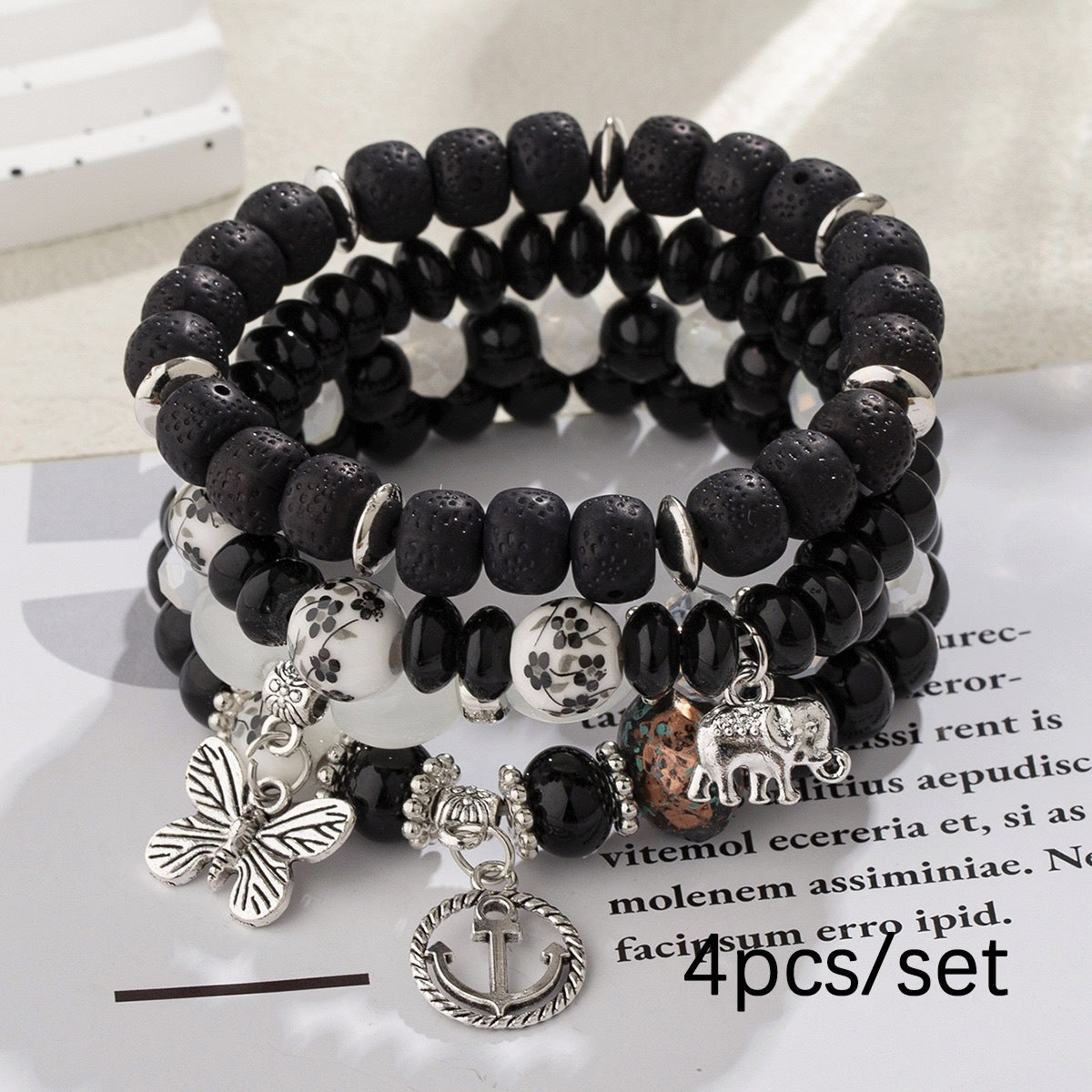 Hot-Selling New Arrival Bohemian Butterfly Boat Anchor Elephant Pendant Multilayer Fashion Beaded Bracelet