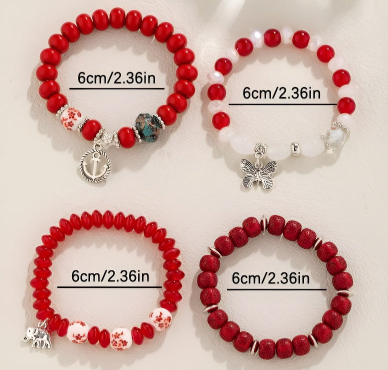 Hot-Selling New Arrival Bohemian Butterfly Boat Anchor Elephant Pendant Multilayer Fashion Beaded Bracelet