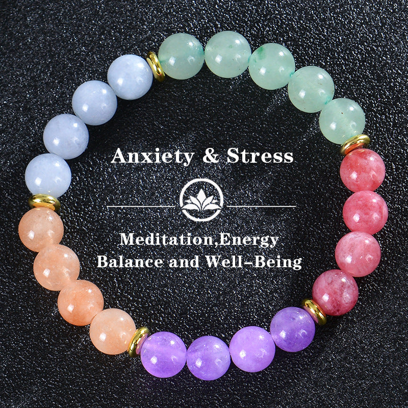 Bohemian Colorful Stone Bracelet Tigereye Crystal String Beads Yoga Stone Bracelet Card Bracelet