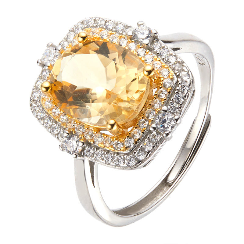 S925 Sterling Silver 18K Gold Natural Gemstone Energy Ring Jewelry
