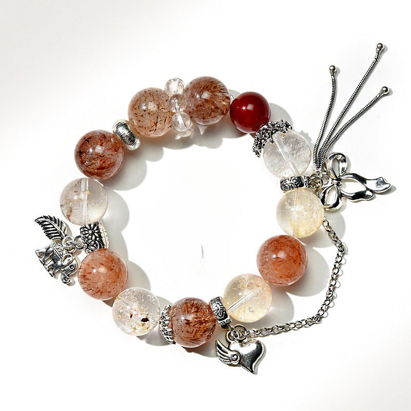 Natural Black Gold Crystal Bracelet with Crystal Healing Energy Red Yellow Gel Elegant Multi-Gemstone String