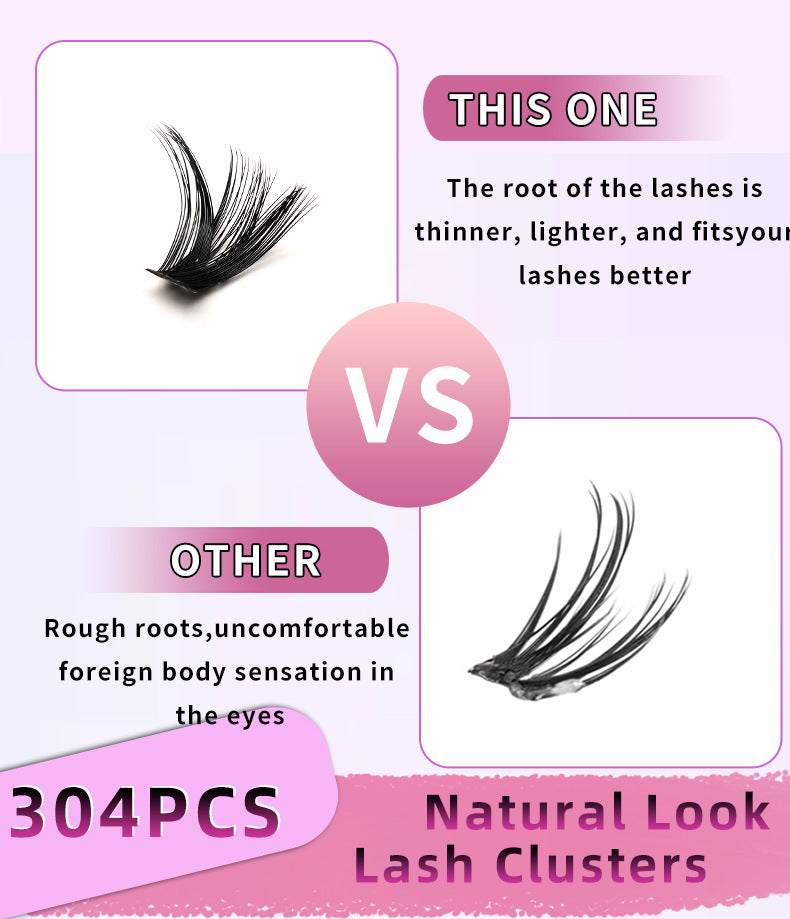 320 Clusters 16 Rows DIY False Eyelashes 4-Piece Set Glue Remover Tweezers 50 P60p80p100p Individual False Eyelash