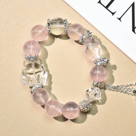 Natural Pink Crystal White Crystal Original Design Bracelet Bracelet