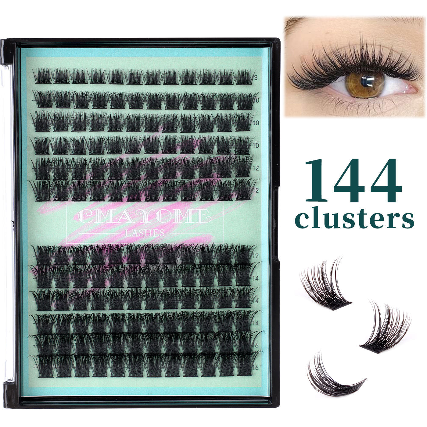 144 Clusters Single DIY  8-16mm Natural Curly False Eyelashes
