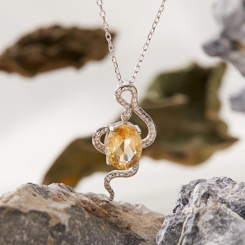 Natural Colorful Topaz Amethyst Pendant Necklace S925 Sterling Silver Inlay