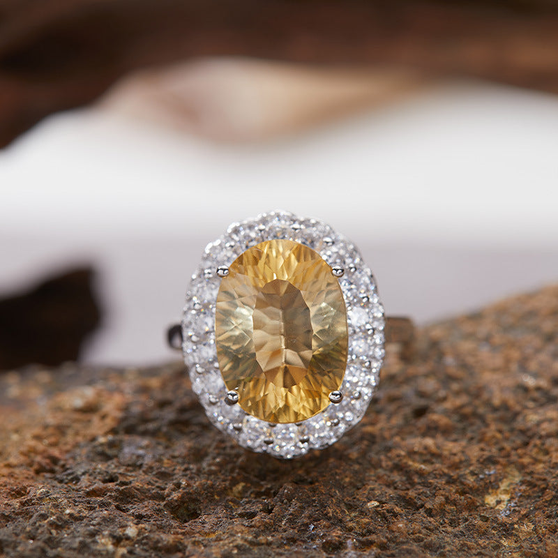 18K Gold S925 Sterling Silver White Purple Yellow Crystal Natural Gemstone Ring Sophisticated Luxury