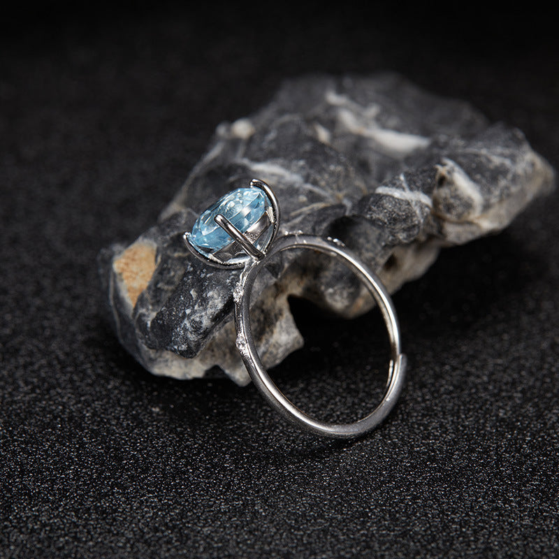 S925 Sterling Silver Natural Yellow Crystal Amethyst Topaz Colorful Gemstone Ring for Women