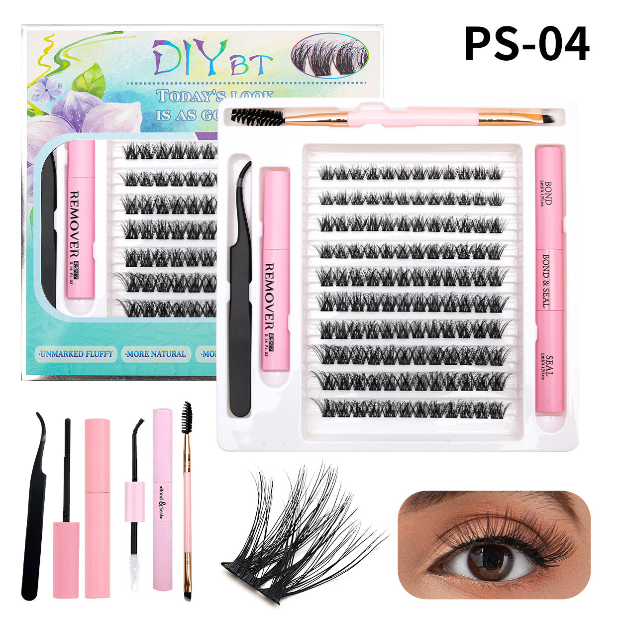 3D Traceless False Eyelashes 5-Piece Set Soft 8D Mink-like Glue Remover Tweezer Set