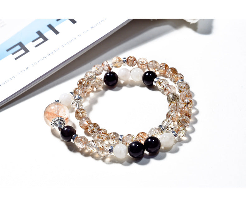 Natural Black Gold Super Crystal Multi-Loop Fashion High-Grade Rutilated Quartz Bracelet
