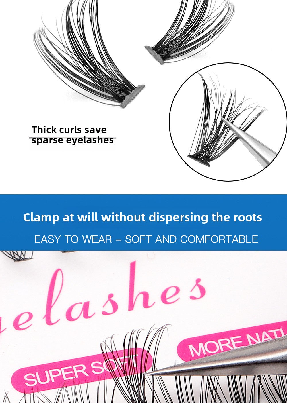 30D/40D False Eyelashes 32 Rows Eyelash Book D Curved Grafting Individual Mixed
