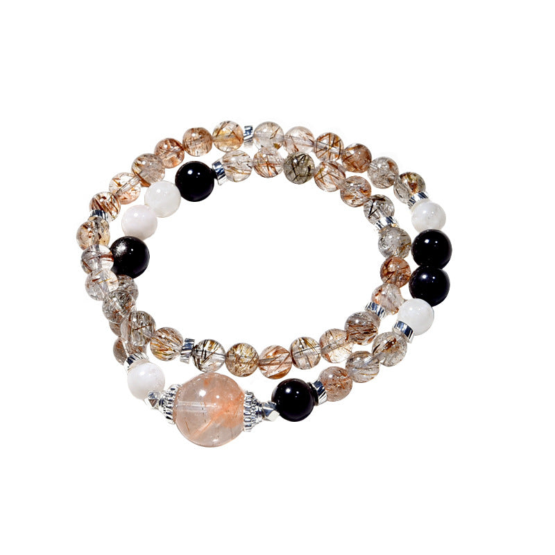 Natural Black Gold Super Crystal Multi-Loop Fashion High-Grade Rutilated Quartz Bracelet